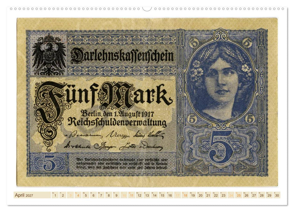 Geldscheine aus der ersten Hälfte des 20. Jahrhunderts (CALVENDO Wandkalender 2027)