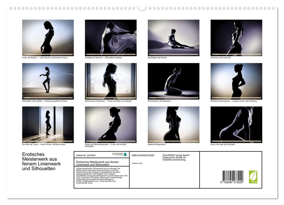 Erotisches Meisterwerk aus feinem Linienwerk und Silhouetten (CALVENDO Premium Wandkalender 2027)