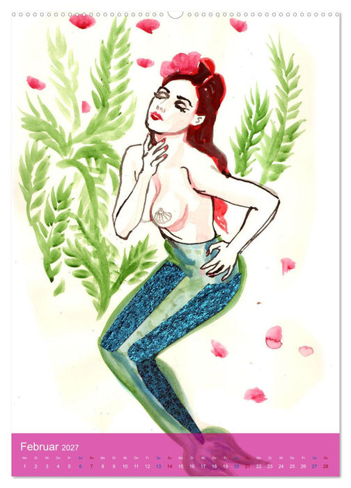 Mermaids, Pearls & Pirates. Sirenen, Perlen und Piraten. Phantasien mit Meeresrauschen (CALVENDO Premium Wandkalender 2027)