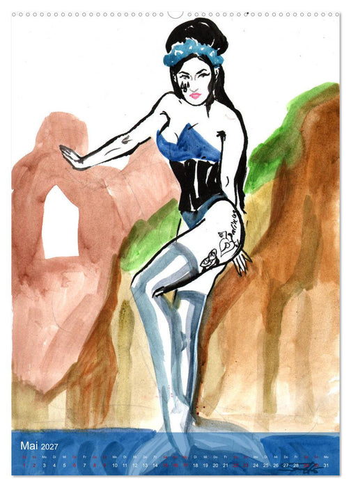 Mermaids, Pearls & Pirates. Sirenen, Perlen und Piraten. Phantasien mit Meeresrauschen (CALVENDO Wandkalender 2027)