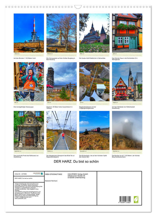 DER HARZ. Du bist so schön (CALVENDO Wandkalender 2027)