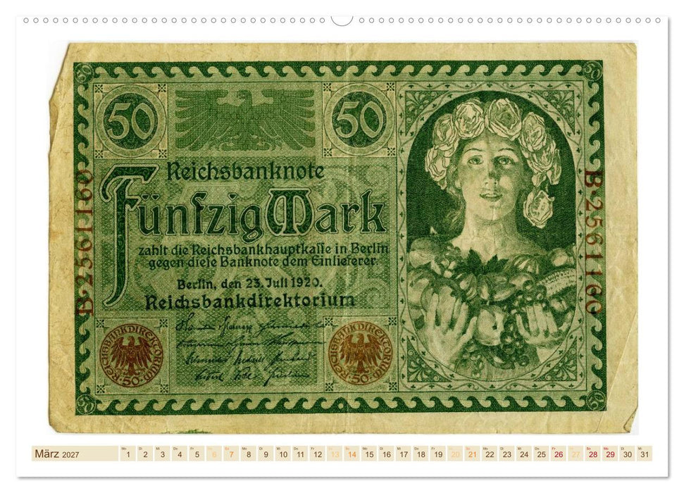 Geldscheine aus der ersten Hälfte des 20. Jahrhunderts (CALVENDO Premium Wandkalender 2027)