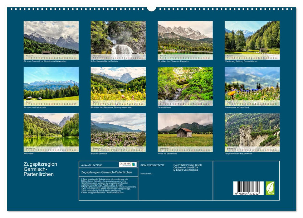 Zugspitzregion Garmisch-Partenlirchen (CALVENDO Premium Wandkalender 2027)
