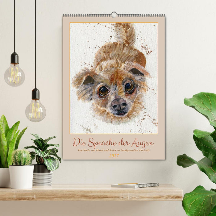 Die Sprache der Augen: Die Seele von Hund und Katze in handgemalten Porträts (CALVENDO Wandkalender 2027)