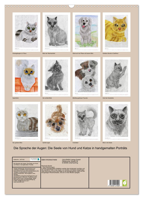 Die Sprache der Augen: Die Seele von Hund und Katze in handgemalten Porträts (CALVENDO Wandkalender 2027)