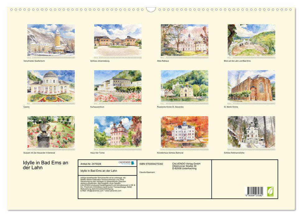 Idylle in Bad Ems an der Lahn (CALVENDO Wandkalender 2027)