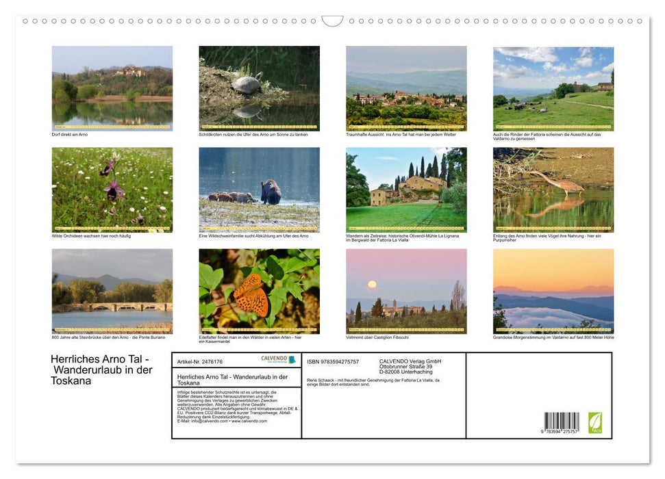 Herrliches Arno Tal - Wanderurlaub in der Toskana (CALVENDO Wandkalender 2027)