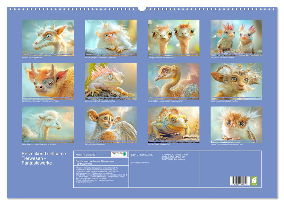 Entzückend seltsame Tierwesen - Fantasiewerke (CALVENDO Wandkalender 2027)