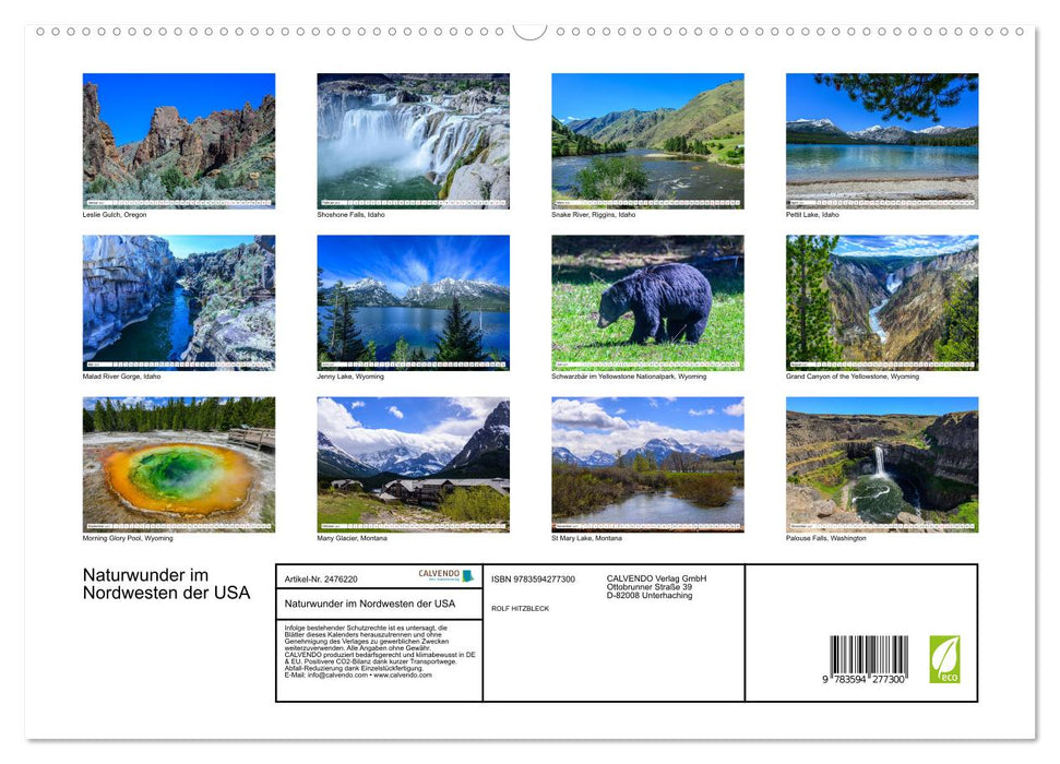 Naturwunder im Nordwesten der USA (CALVENDO Premium Wandkalender 2027)
