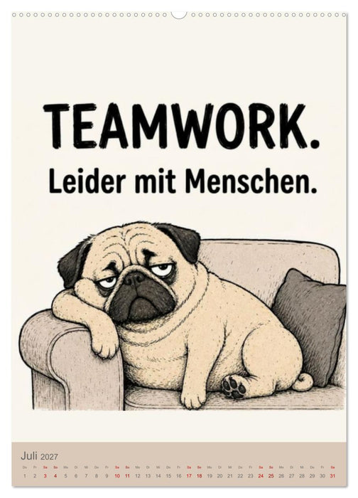 Der Büro-Mops - 365 Tage im Energiesparmodus (CALVENDO Premium Wandkalender 2027)