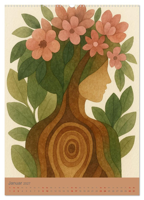Verwurzelte Träume - Poetische Frauenporträts voller Natur und Symbolik (CALVENDO Premium Wandkalender 2027)