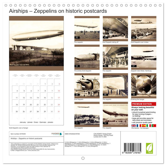 Airships – Zeppelins on historic postcards (CALVENDO Monthly Calendar 2027)