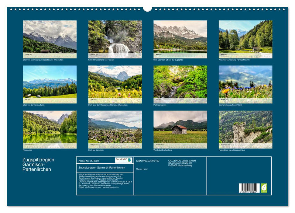 Zugspitzregion Garmisch-Partenlirchen (CALVENDO Wandkalender 2027)