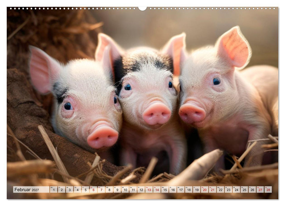 Süße Ferkel - Tierische Glücksmomente (CALVENDO Premium Wandkalender 2027)