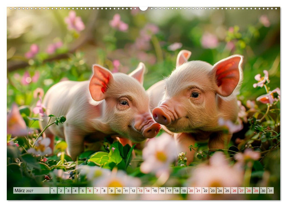 Süße Ferkel - Tierische Glücksmomente (CALVENDO Premium Wandkalender 2027)
