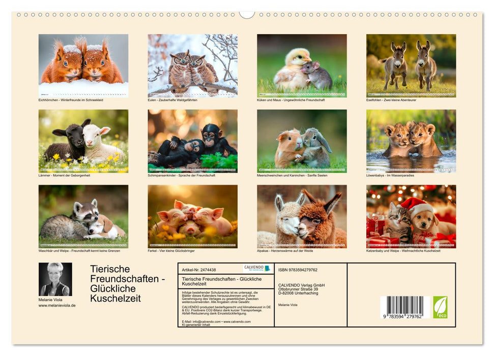 Tierische Freundschaften - Glückliche Kuschelzeit (CALVENDO Premium Wandkalender 2027)