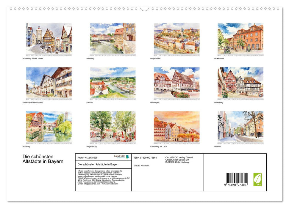Die schönsten Altstädte in Bayern (CALVENDO Premium Wandkalender 2027)