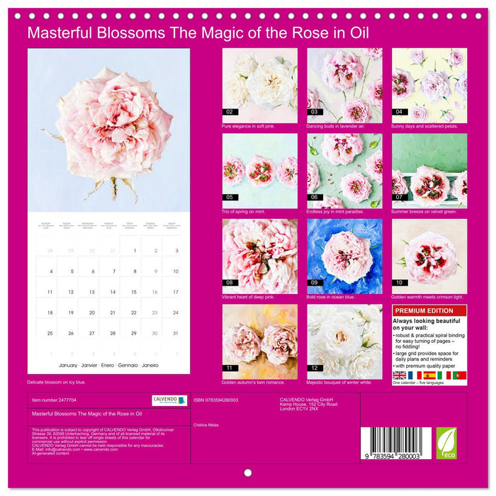 Masterful Blossoms The Magic of the Rose in Oil (CALVENDO Monthly Calendar 2027)
