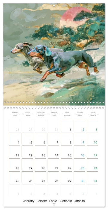 Dachshunds Illustrations - A hunter with humorous nature (CALVENDO Monthly Calendar 2027)