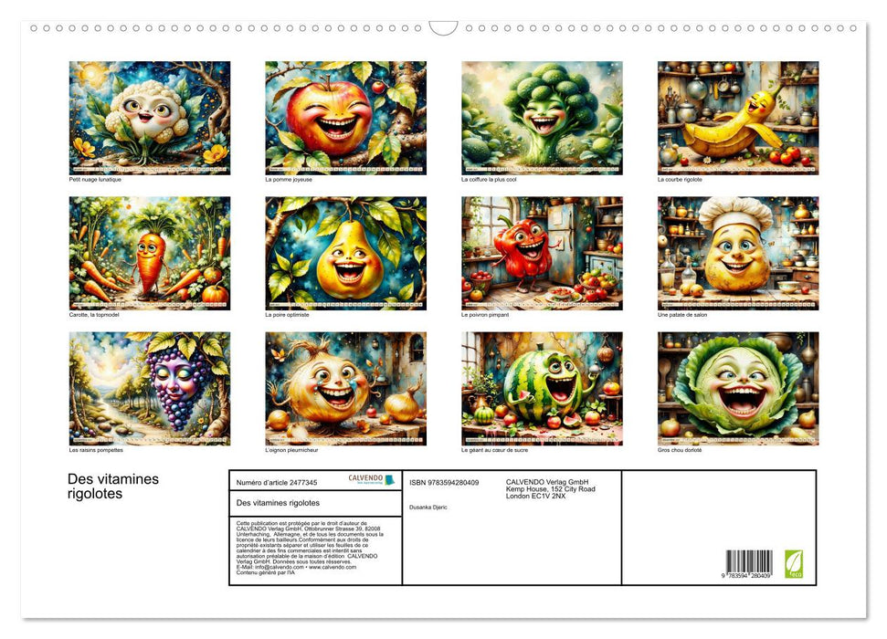 Des vitamines rigolotes (CALVENDO Calendrier mensuel 2027)