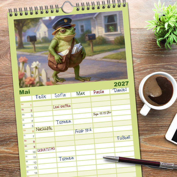 Frosch bei der Arbeit- Dienst nach Vorschrift (CALVENDO Familienplaner 2027)