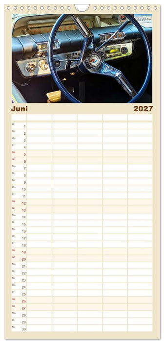 Ikonische US-Car Armaturenbretter (CALVENDO Familienplaner 2027)