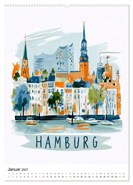 City Colors - Reise um den Globus (CALVENDO Premium Wandkalender 2027)