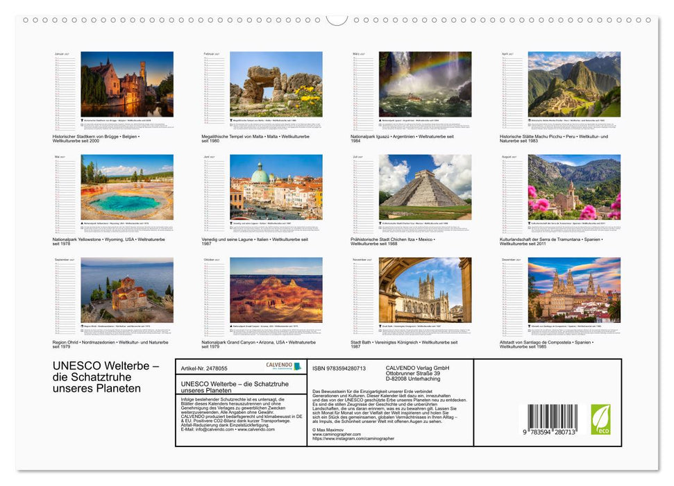 UNESCO Welterbe – die Schatztruhe unseres Planeten (CALVENDO Premium Wandkalender 2027)