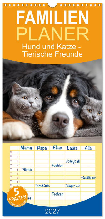Hund und Katze - Tierische Freunde (CALVENDO Familienplaner 2027)