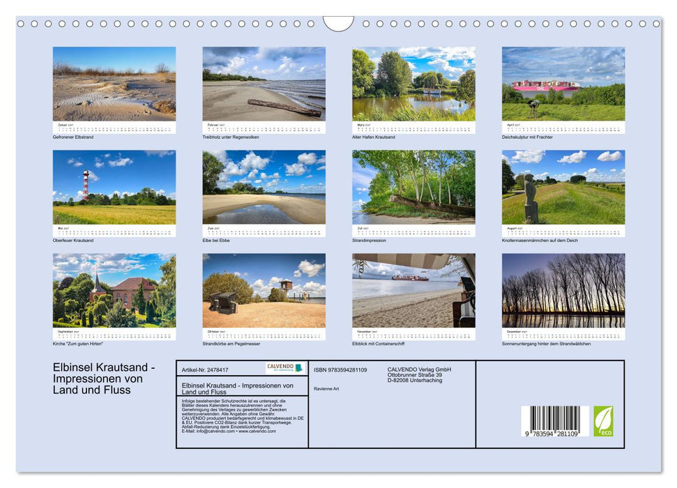 Elbinsel Krautsand - Impressionen von Land und Fluss (CALVENDO Wandkalender 2027)