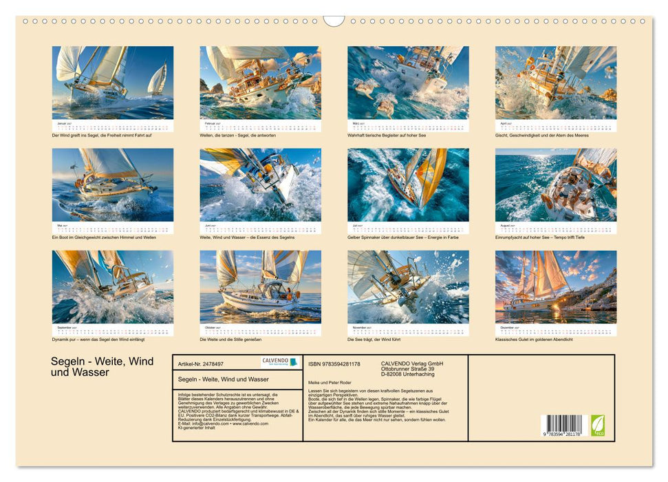 Segeln - Weite, Wind und Wasser (CALVENDO Wandkalender 2027)