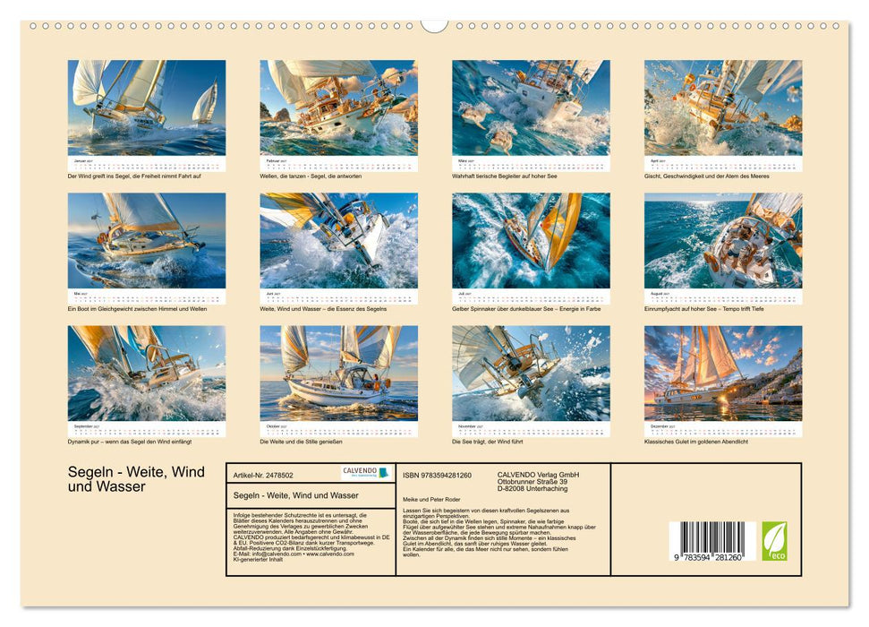 Segeln - Weite, Wind und Wasser (CALVENDO Premium Wandkalender 2027)