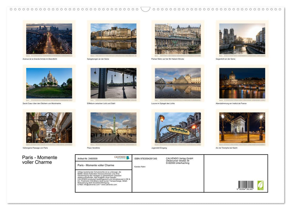 Paris - Momente voller Charme (CALVENDO Wandkalender 2027)