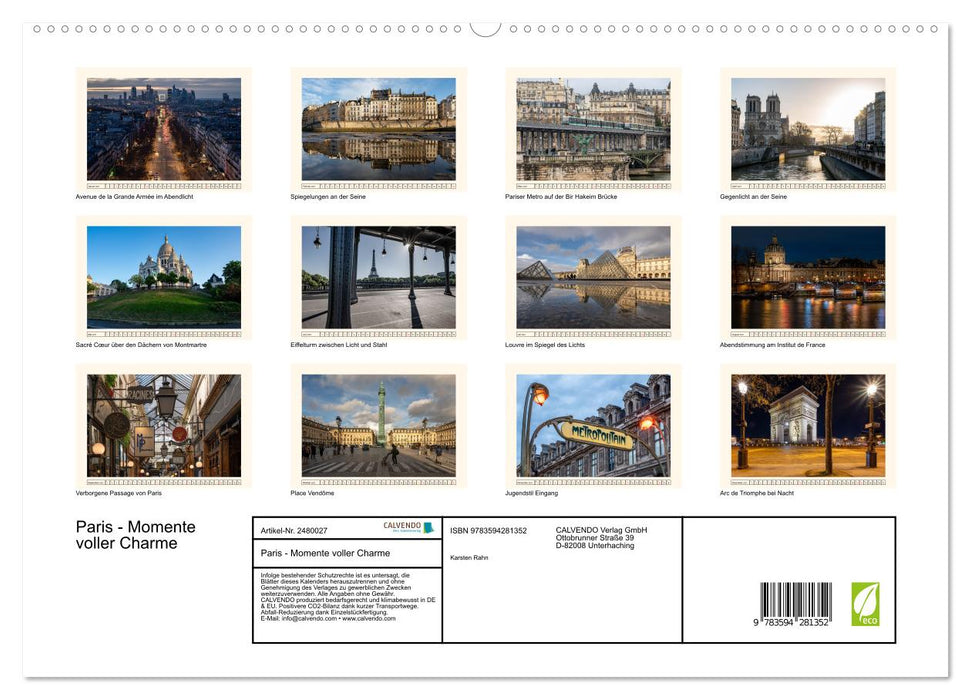 Paris - Momente voller Charme (CALVENDO Premium Wandkalender 2027)