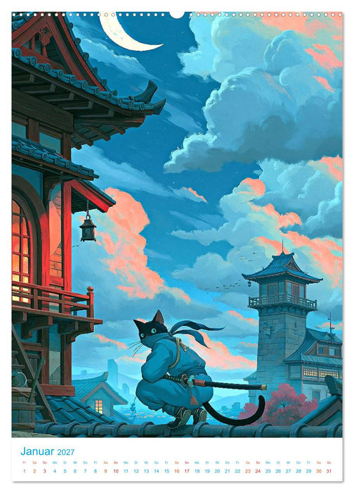 Ninja-Katzen - im Anime-Stil (CALVENDO Premium Wandkalender 2027)