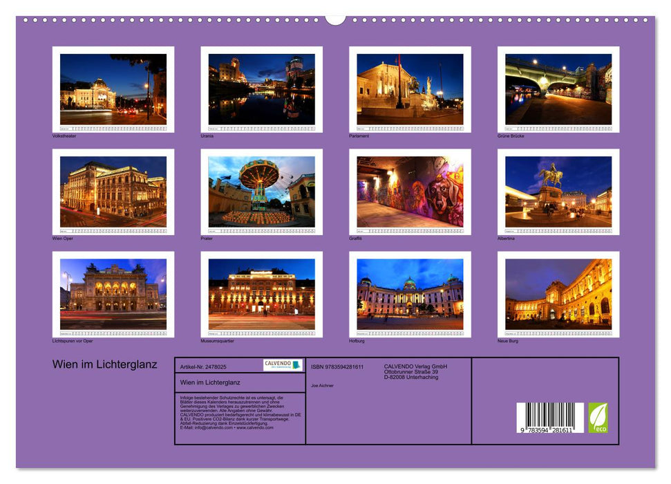 Wien im Lichterglanz (CALVENDO Premium Wandkalender 2027)