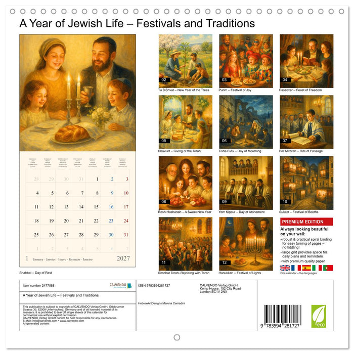 A Year of Jewish Life – Festivals and Traditions (CALVENDO Monthly Calendar 2027)
