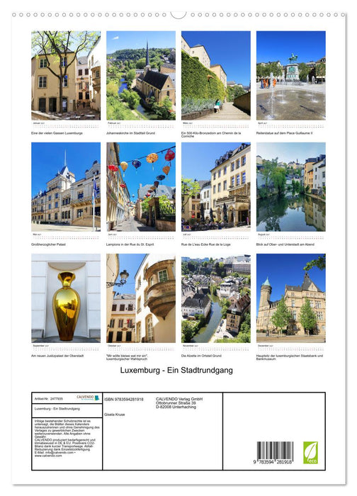 Luxemburg - Ein Stadtrundgang (CALVENDO Premium Wandkalender 2027)