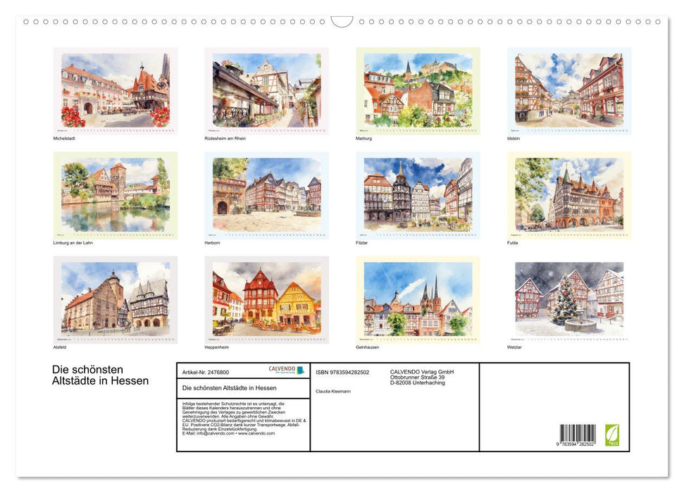Die schönsten Altstädte in Hessen (CALVENDO Wandkalender 2027)