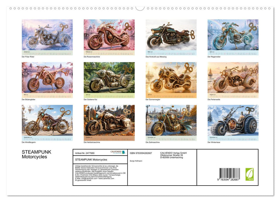 STEAMPUNK Motorcycles (CALVENDO Premium Wandkalender 2027)