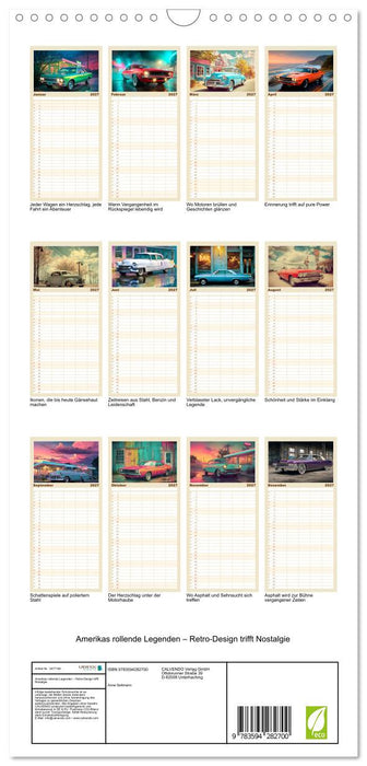 Amerikas rollende Legenden – Retro-Design trifft Nostalgie (CALVENDO Familienplaner 2027)