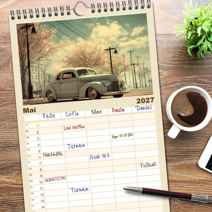 Amerikas rollende Legenden – Retro-Design trifft Nostalgie (CALVENDO Familienplaner 2027)
