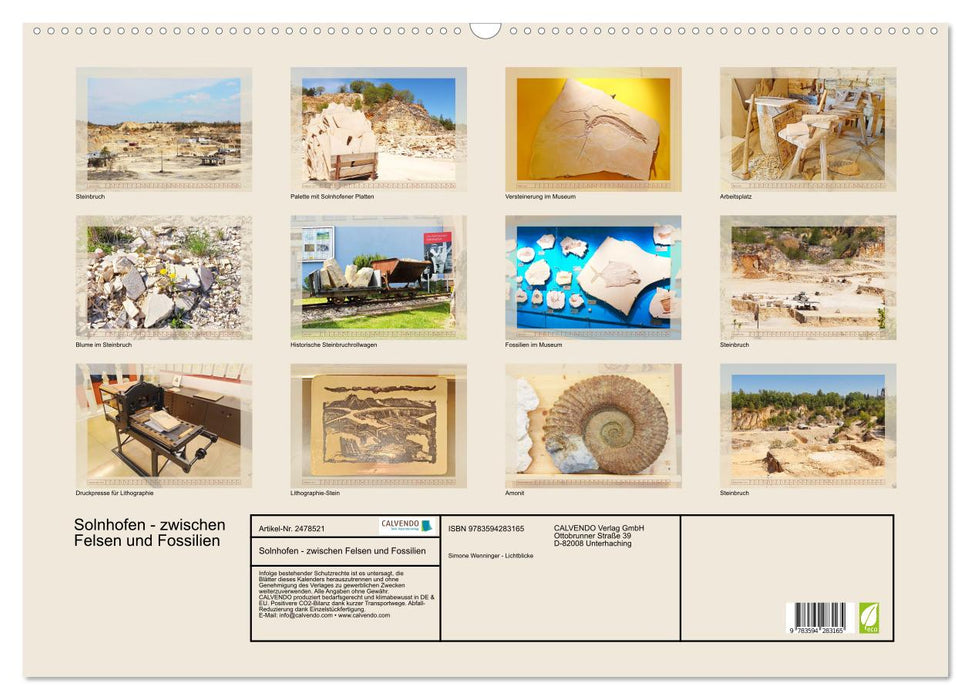 Solnhofen - zwischen Felsen und Fossilien (CALVENDO Wandkalender 2027)