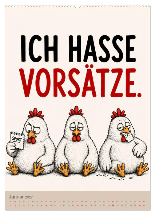 Das Hühner Büro - 12 Monate. 3 Typen. 0 Lösungen (CALVENDO Wandkalender 2027)