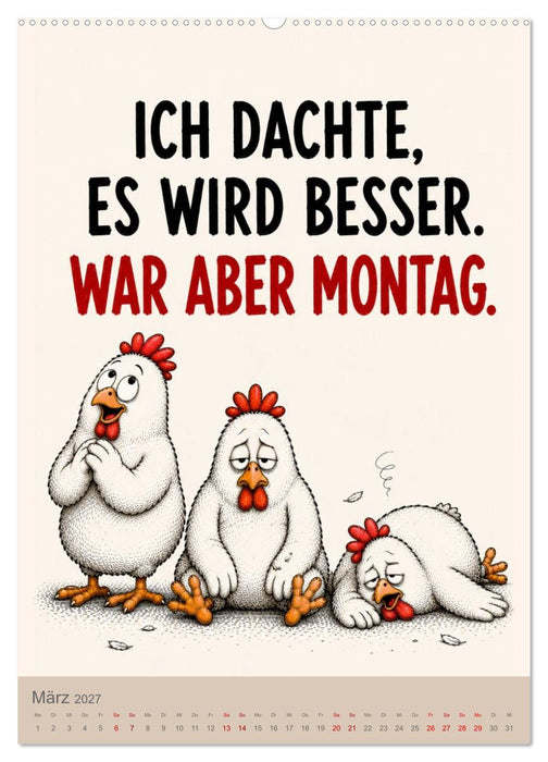 Das Hühner Büro - 12 Monate. 3 Typen. 0 Lösungen (CALVENDO Wandkalender 2027)