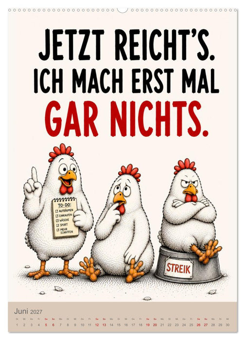 Das Hühner Büro - 12 Monate. 3 Typen. 0 Lösungen (CALVENDO Wandkalender 2027)