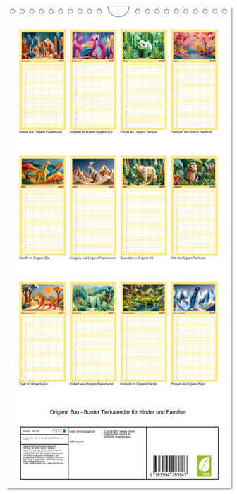 Origami Zoo - Bunter Tierkalender für Kinder und Familien (CALVENDO Familienplaner 2027)