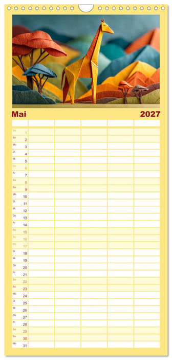 Origami Zoo - Bunter Tierkalender für Kinder und Familien (CALVENDO Familienplaner 2027)