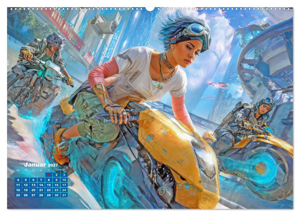 Cyberpunk Rennen - Atemberaubende Szenen (CALVENDO Wandkalender 2027)