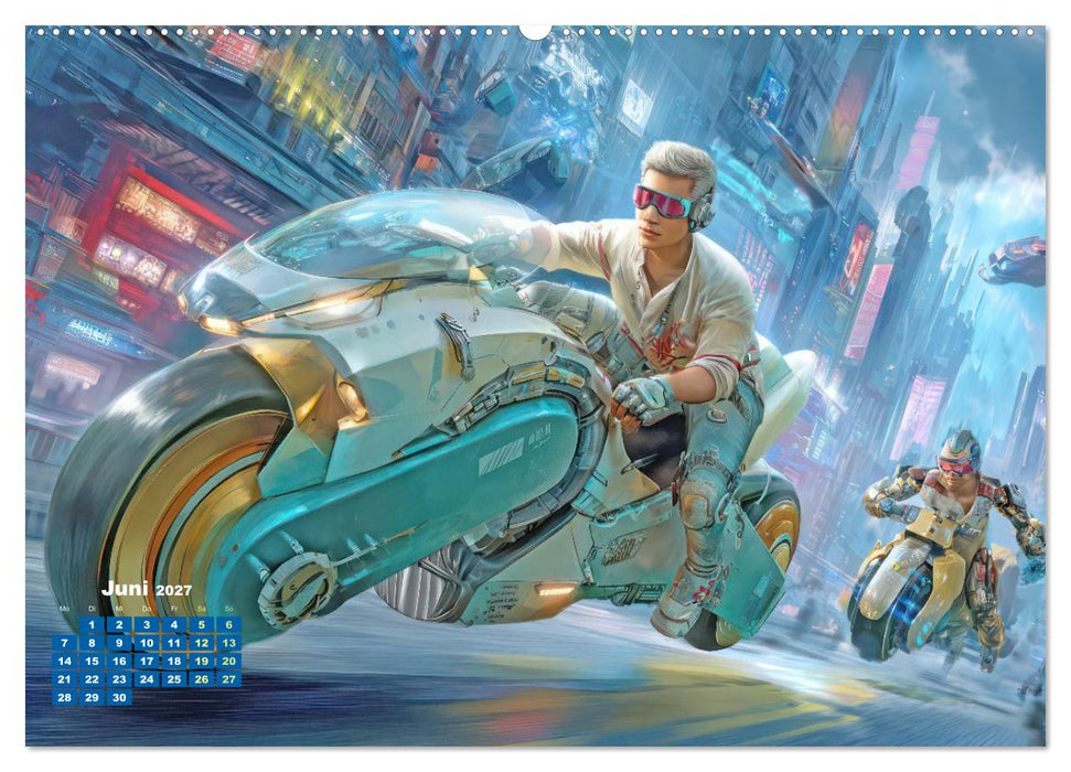 Cyberpunk Rennen - Atemberaubende Szenen (CALVENDO Wandkalender 2027)